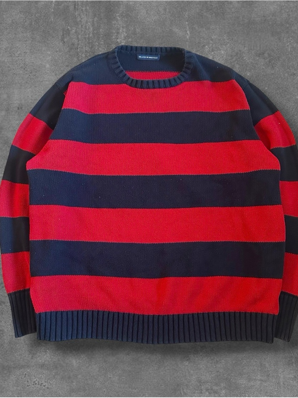 Navy & Red Striped Crewneck Sweater Brandy Melville